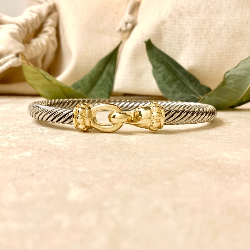 Gold and Silver Twisted Cable Bracelet